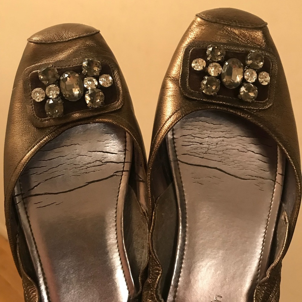 Calvin Klein bronze studded flats Sz 9